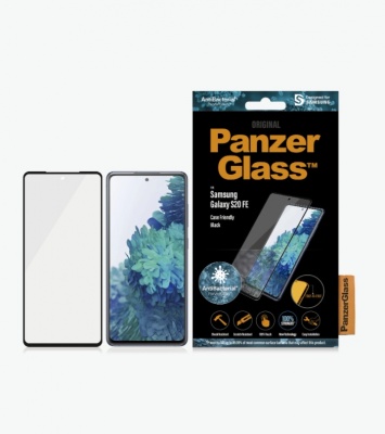 PanzerGlass | Samsung | Galaxy S20 FE CF | Glass | Black | Works with face recognition and is compatible with the in-screen fingerprint reader; Case Friendly | Clear Screen Protector