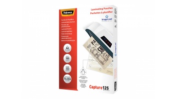 Fellowes | Laminating Pouch PREMIUM | A4 | Glossy | Thickness: 125 micron, Qty Per Pack: 100 pcs; Ideal for notices, craft materials, signage and frequently handled documents; Compatible with all laminator brands