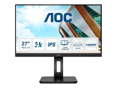 AOC | Monitor | U27P2 | 27 " | IPS | UHD | 16:9 | 60 Hz | 4 ms | 3840 x 2160 | 350 cd/m² | Headphone out (3.5mm) | Black | Warranty 36 month(s)