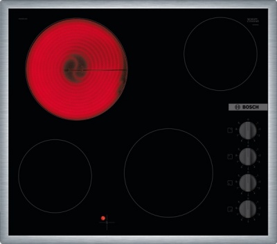 Bosch | Hob | PKE645CA2E | Vitroceramic | Number of burners/cooking zones 4 | Rotary knobs | Black