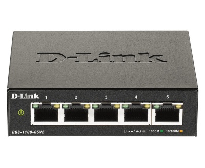 D-Link | Smart Managed Switch | DGS-1100-05V2/E | Managed L2 | Rackmountable | 1 Gbps (RJ-45) ports quantity 5