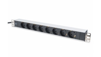 Aluminum outlet strip with 8 safety outlets | DN-95401 | Sockets quantity 8