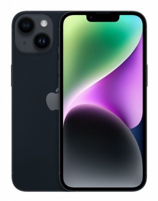 Apple | iPhone 14 | Midnight | 6.1 " | Super Retina XDR | 2532 x 1170 pixels | Apple | A15 Bionic | Internal RAM 4 GB | 256 GB | Dual SIM | Nano-SIM | 3G | 4G | 5G | Main camera 12+12 MP | Secondary camera 12 MP | iOS | 16 | 3279 mAh