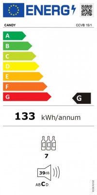 Candy | Wine Cooler | CCVB 15/1 | Energy efficiency class G | Built-in | Bottles capacity 7 | Black