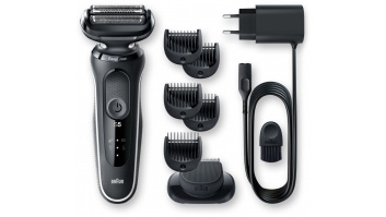 Braun Shaver 51-W1500s	 Operating time (max) 50 min Wet & Dry Black/White