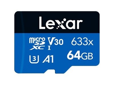 Lexar 64GB High-Performance 633x microSDHC UHS-I, up to 100MB/s read 20MB/s write | Lexar | Memory card | LMS0633064G-BNNNG | 64 GB | microSDXC | Flash memory class UHS-I