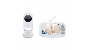 Motorola | Video Baby Monitor | VM34 4.3" | 4.3" diagonal color screen; Lullabies; Two-way talk; Room temperature monitoring; Infrared night vision; LED sound level indicator; 2.4GHz FHSS wireless technology for in-home viewing; Digital zoom; High sensiti