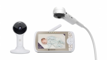 Motorola | Full HD Wi-Fi Video Baby Monitor with Crib Mount | VM65X CONNECT 5.0" | 5.0" LCD colour display with 480 x 272 resolution; Lullabies; Room temperature monitoring; Infrared night vision; LED sound level indicator; Wi-Fi connectivity for on-the-g