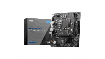 MSI | PRO H610M-E DDR4 | Processor family Intel | Processor socket  LGA1700 | DDR4 DIMM | Memory slots 2 | Supported hard disk drive interfaces 	SATA, M.2 | Number of SATA connectors 4 | Chipset Intel H610 | Mirco-ATX