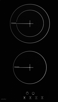 Simfer | Hob | H3.020.DEBSP | Vitroceramic | Number of burners/cooking zones 2 | Touch | Black