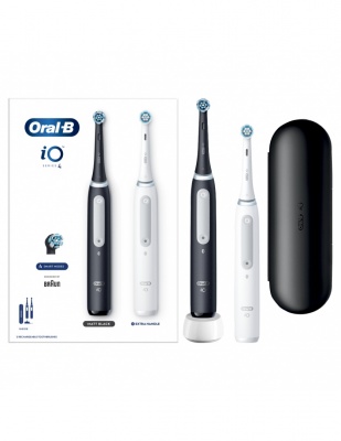 Oral-B | Electric Toothbrush Duo pack | iO4 Series | Rechargeable | For adults | Number of brush heads included 2 | Number of teeth brushing modes 4 | Black/White