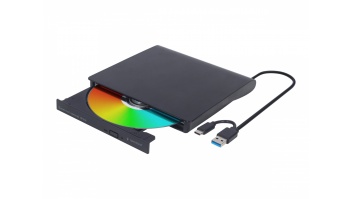 Gembird | External USB DVD Drive | DVD-USB-03 | Interface USB 3.1 Gen 1 | DVD±RW (±R DL) / DVD-RAM | CD read speed 24 x | CD write speed 24 x | Black