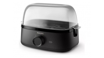 Philips HD9137/90  Egg Cooker, 400 W, 6 eggs, Poacher, Traspert lid, Deep Black | Philips