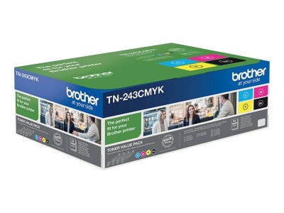 Brother TN-243CMYK, Toner Value Pack | Brother TN243CMYK | Brother TN243CMYK Value Pack - 4-pack - black, yellow, cyan, magenta - original - toner cartridge | Toner cartridge | Black, yellow, cyan, magenta