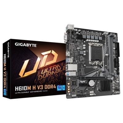 Gigabyte | H610M H V3 DDR4 | Processor family Intel | Processor socket LGA1700 | DDR4 DIMM | Supported hard disk drive interfaces M.2, SATA | Number of SATA connectors 4