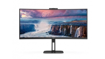 LCD Monitor|AOC|CU34V5CW/BK|34"|Curved/21 : 9|Panel VA|3440x1440|21:9|100Hz|Matte|1 ms|Speakers|Camera|Swivel|Height adjustable|Tilt|Colour Black|CU34V5CW/BK