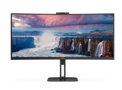 LCD Monitor|AOC|CU34V5CW/BK|34"|Curved/21 : 9|Panel VA|3440x1440|21:9|100Hz|Matte|1 ms|Speakers|Camera|Swivel|Height adjustable|Tilt|Colour Black|CU34V5CW/BK