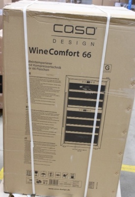 SALE OUT. Caso WineComfort 66 Wine cooler, DAMAGEED PACKAGING, DENT ON SIDE | Caso | Wine cooler | Wine Master 66 | Energy efficiency class G | Free standing | Bottles capacity Up to 66 bottles | Cooling type Compressor technology | Silver | DAMAGEED PACK