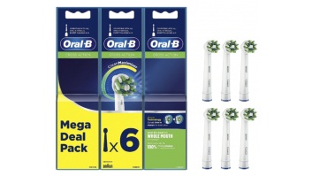 Replaceable toothbrush heads | Refill Cross Action CleanMaximiser | Heads | For adults | Number of brush heads included 6 | White/Green