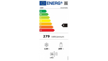 Refrigerator | CNCQ2T620EB | Energy efficiency class E | Free standing | Combi | Height 205 cm | No Frost system | Fridge net capacity 289 L | Freezer net capacity 120 L | Display | 38 dB | Black