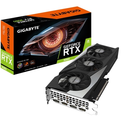 Gigabyte GV-N3060GAMING OC-12GD, LHR version NVIDIA 12 GB GeForce RTX 3060 GDDR6 PCI-E 4.0 x 16 Processor frequency 1837 MHz HDMI ports quantity 2 Memory clock speed 15000 MHz