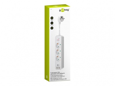 41264 3-Way Power Strip with Switch and USB | Sockets quantity 3