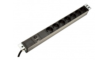 Aluminum outlet strip with overload protection | DN-95403 | Sockets quantity 7