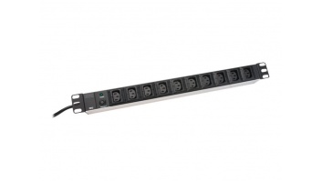 Aluminum outlet strip, IEC C14 plug | DN-95404 | Sockets quantity 10