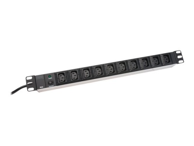 Aluminum outlet strip, IEC C14 plug | DN-95404 | Sockets quantity 10