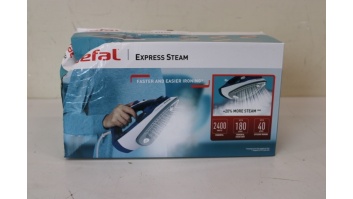 SALE OUT. TEFAL FV2838E0 Steam Iron, Water Tank 0.27 L, Countinuous Steam 40 g/min, Blue/White | FV2838E0 | Steam Iron | 2400 W | Water tank capacity 270 ml | Continuous steam 40 g/min | Blue/White | DAMAGED PACKAGING, BROKEN CORPUS ON SIDE