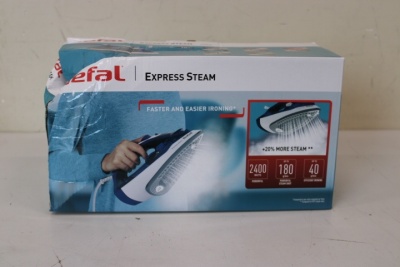 SALE OUT. TEFAL FV2838E0 Steam Iron, Water Tank 0.27 L, Countinuous Steam 40 g/min, Blue/White | FV2838E0 | Steam Iron | 2400 W | Water tank capacity 270 ml | Continuous steam 40 g/min | Blue/White | DAMAGED PACKAGING, BROKEN CORPUS ON SIDE