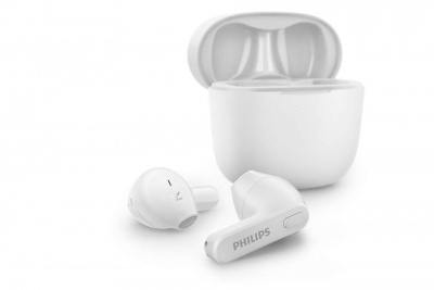 Akcija! PHILIPS in-ear true bezvadu austiņas ar portatīvo uzlādes ietvaru, baltas