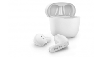 Akcija! PHILIPS in-ear true bezvadu austiņas ar portatīvo uzlādes ietvaru, baltas