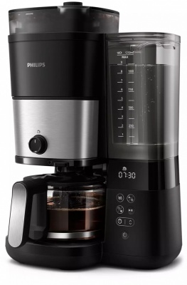 Akcija! PHILIPS All-in-1 Brew Kafijas aparāts ar pilienu filtru un dzirnaviņām, melns un sudraba