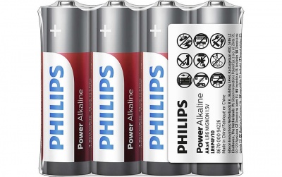 PHILIPS baterijas Power Alkaline,  iepakojumā 4 gab