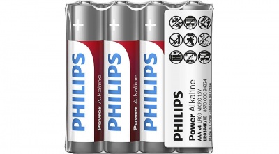 PHILIPS baterijas Power Alkaline, iepakojumā 4 gab