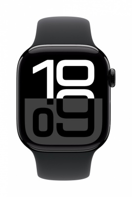 Apple Watch Series 10 GPS 42mm Jet Black Aluminium Case with Black Sport Band - S/M