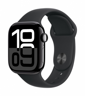 Apple Watch Series 10 GPS 42mm Jet Black Aluminium Case with Black Sport Band - S/M