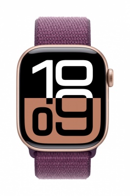 Apple Watch Series 10 GPS 42mm Rose Gold Aluminium Case with Plum Sport Loop