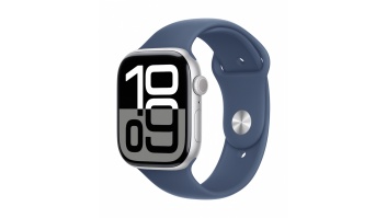 Apple Watch Series 10 GPS 46mm Silver Aluminium Case with Denim Sport Band - M/L