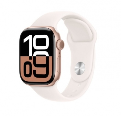 Apple Watch Series 10 GPS + Cellular 42mm Rose Gold Aluminium Case with Light Blush Sport Band - S/M