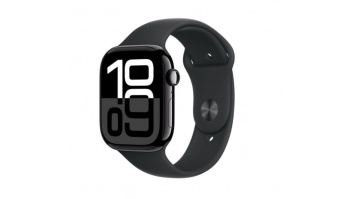 Apple Watch Series 10 GPS + Cellular 46mm Jet Black Aluminium Case with Black Sport Band - S/M