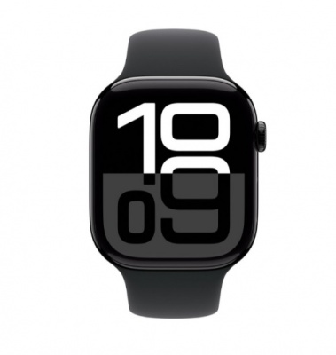 Apple Watch Series 10 GPS + Cellular 46mm Jet Black Aluminium Case with Black Sport Band - S/M