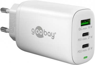 Goobay 65408 USB-C PD GaN Multiport Fast Charger (65 W), White