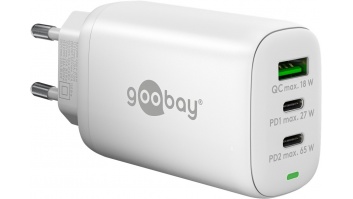 Goobay 65408 USB-C PD GaN Multiport Fast Charger (65 W), White