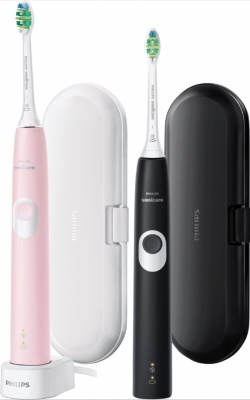 Philips Sonic Electric Toothbrush HX6800/35 ProtectiveClean 4300 Rechargeable  For adults Number of brush heads included 2 Number of teeth brushing modes 1 Sonic technology Black/Pastel Pink