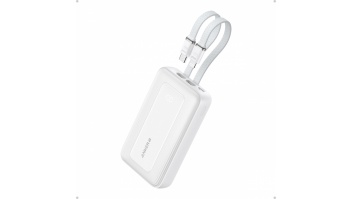 Anker Power Bank (10K,30W, Built-In USB-C+Lightning Cable), White | Anker