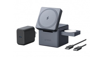 Anker Magnetic Wireless 15W 3-in-1 Cube with MagSafe, MFM, Gray | Anker