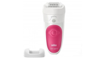 Braun | Epilator | Silk-épil 5 SE5500 | Operating time (max) 30 min | Bulb lifetime (flashes) Not applicable | Number of power levels 1 | Wet & Dry | White/Pink