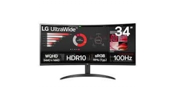 LCD Monitor|LG|34"|Curved/21 : 9|Panel VA|3440x1440|21:9|100 Hz|5 ms|Tilt|34WR50QK-B